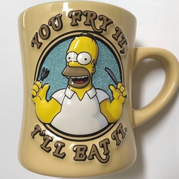 Homer Simpson 3D Coffee Mug You Fry It I’ll Eat It Universal Studios 2008 Retro - Picture 2 of 14